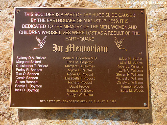 Memorial Plaque, Earthquake Lake Visitor Center, Montana