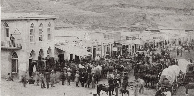 Main street of Virginia City in the early 1860s.