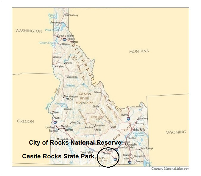 Idaho Map, City of Rocks National Reserve