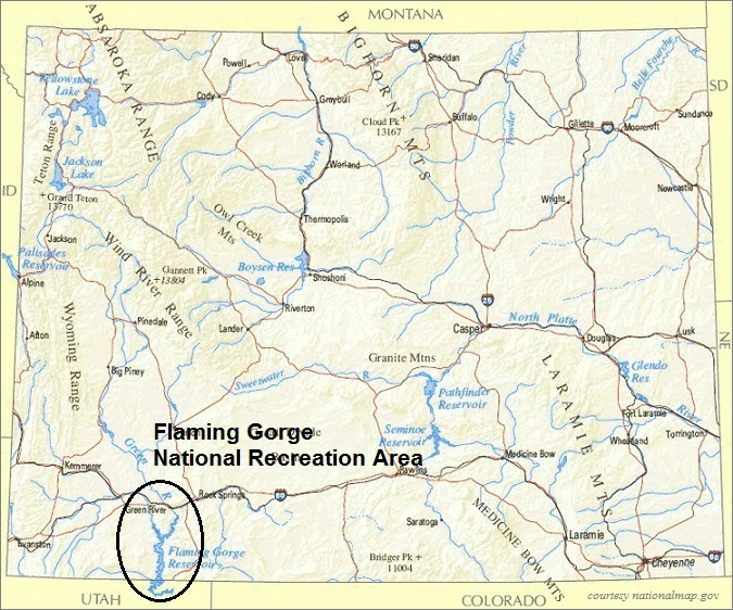 Wyoming Map, Flaming Gorge National Recreation Area