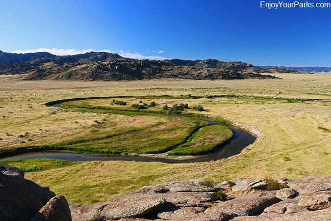View of Sweetwater River from the Top of Independence Rock in Wyoming