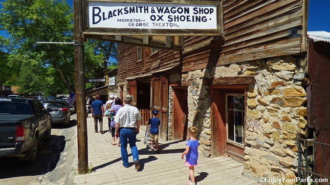 This wagon and blacksmith shop was where the Vigilantes would hold their secret meetings in 1863 and 1864 on the main street of Virginia City. This building still stands today.