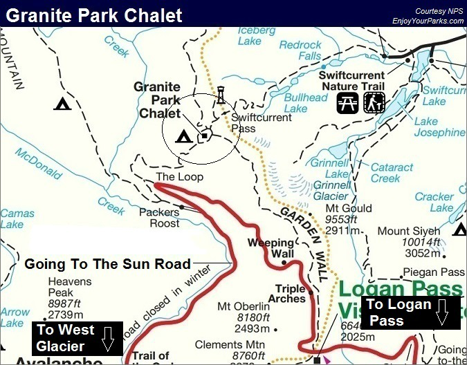 Granite Park Chalet, Glacier Park Lodging, Glacier National Park Map