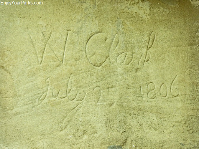 Captain William Clark's name carved in Pompey's Pillar near Billings, Montana