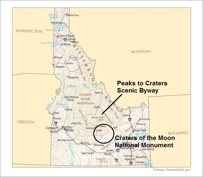 Idaho Map, Mesa Falls Scenic Byway