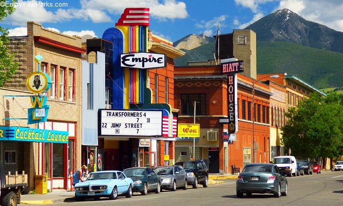 historic buildings lining the streets of Downtown Livingston Montana.