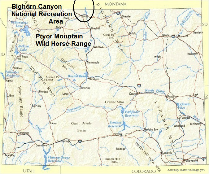 Wyoming Map, Bighorn Canyon National Recreation Area