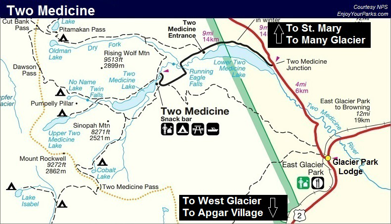 Two Medicine Area, Glacier National Park Map