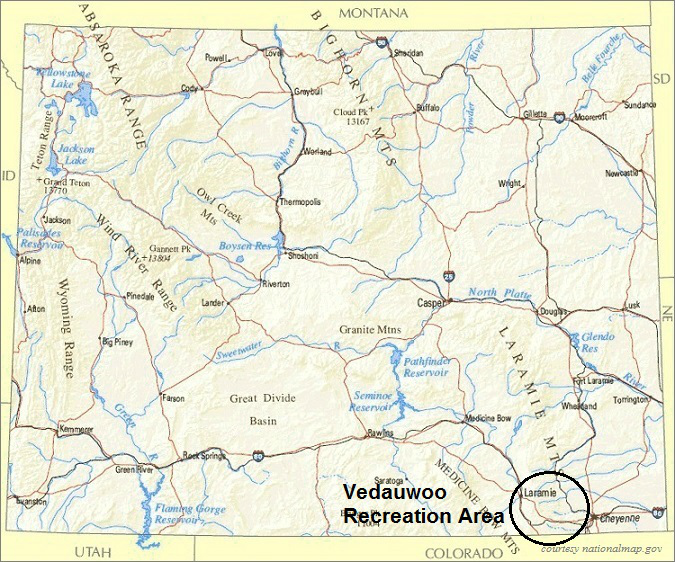 Wyoming Map, Vedauwoo Recreation Area