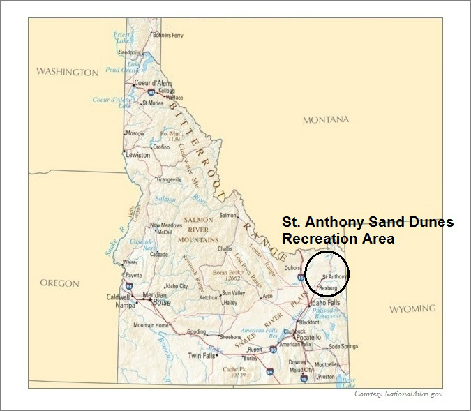 Idaho Map- St. Anthony Sand Dunes Recreation Area