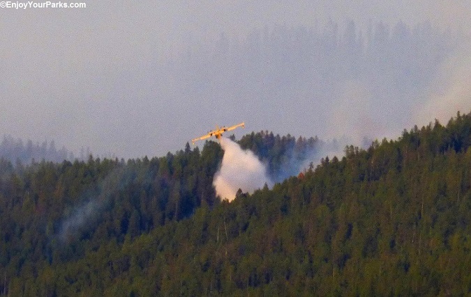 Canadian "Super Scooper" dropping water on the Sprague Fire during the summer of 2017.