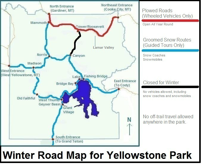 Yellowstone Winter Road Map